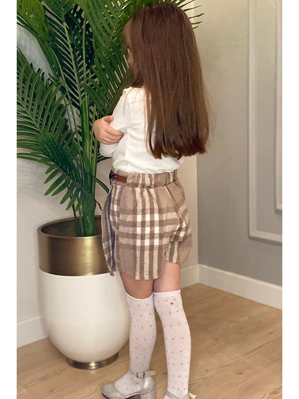 Bej Şort Etek Kız Çocuk Takım MNK0561-1