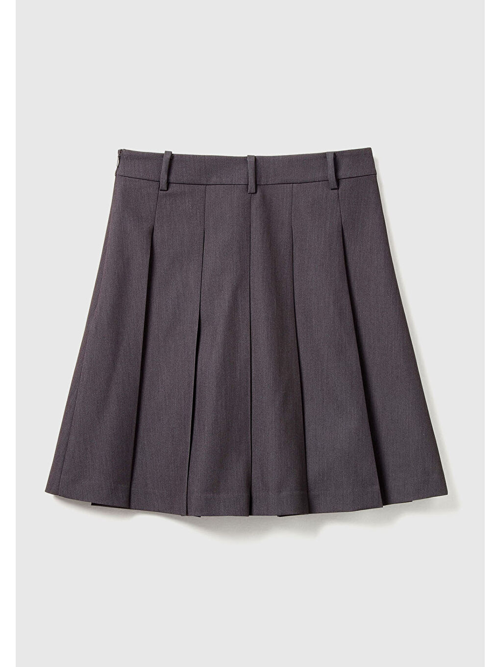 Kadın Antrasit Viskoz Karışımlı Pileli Diz Üstü Etek-3