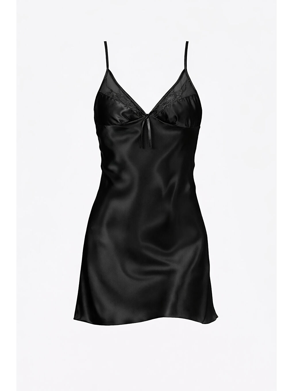 Siyah Dantelli Saten Gecelik Sabahlık Takımı-1