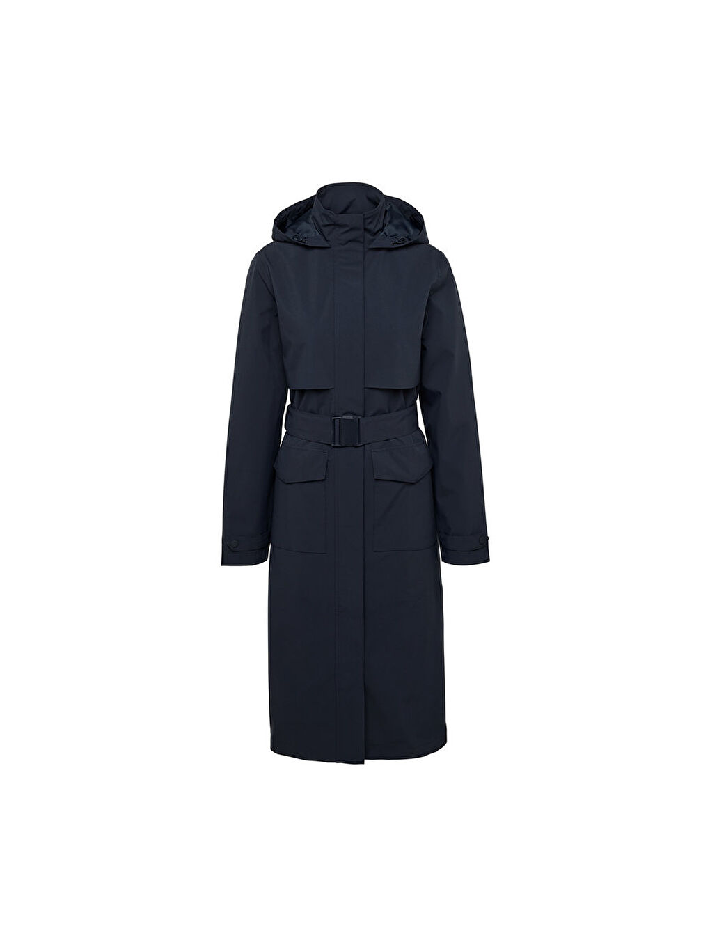 Siyah Kadın Yağmurluk Trençkot, Uzun-2