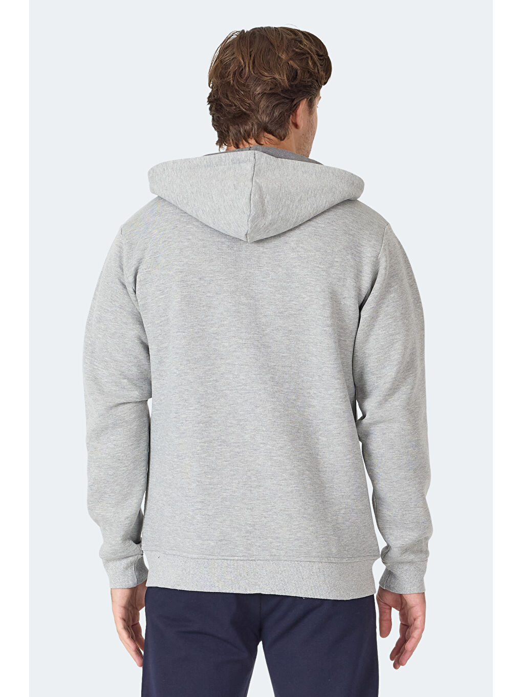 MAJESTIC I Erkek Fermuarlı Kapüşonlu Cepli Gri / Beyaz Sweatshırt-4