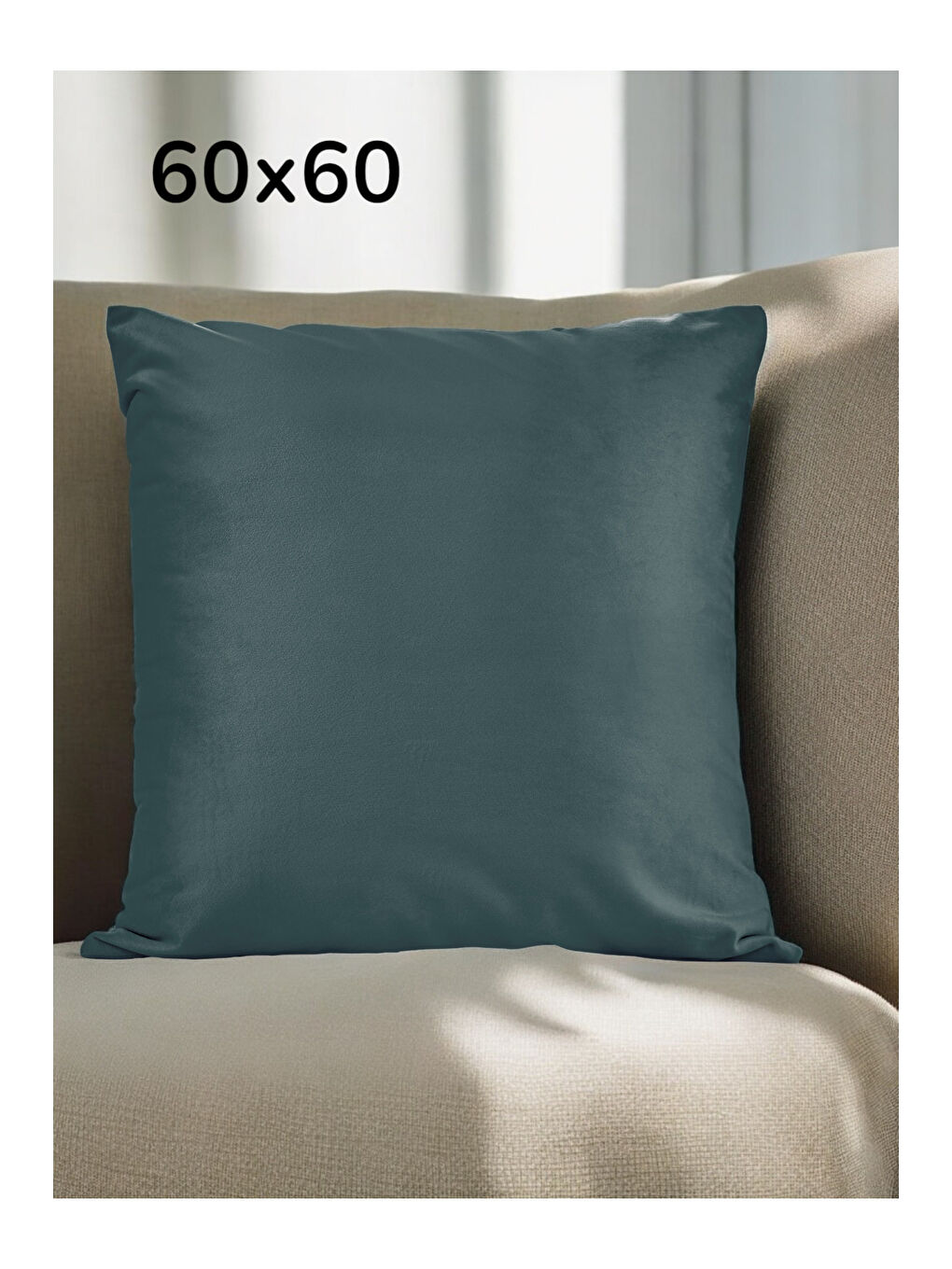 Malcolm Kadife Dokulu Petrol Mavi Kırlent Kılıfı-45x45