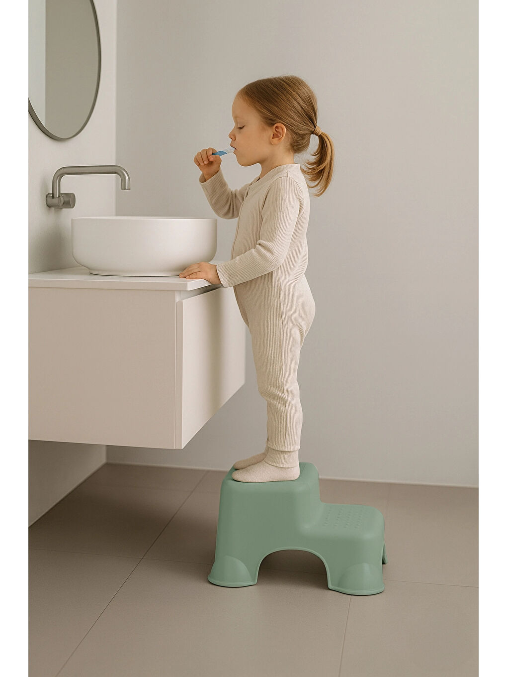 Kaydırmaz Bebek Katlı Basamağı Soft Yeşil