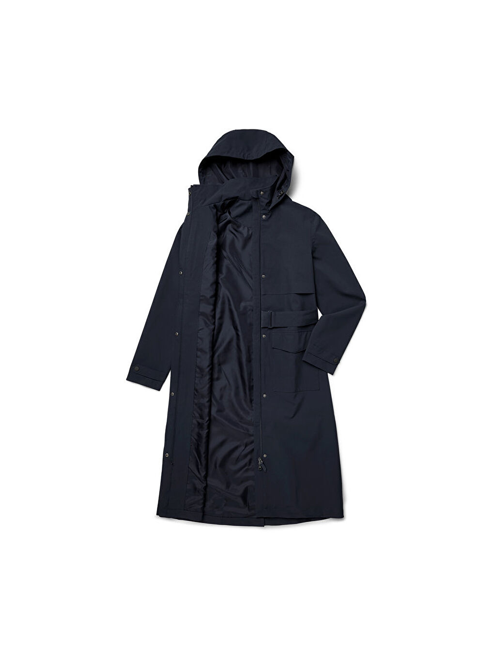 Siyah Kadın Yağmurluk Trençkot, Uzun-3