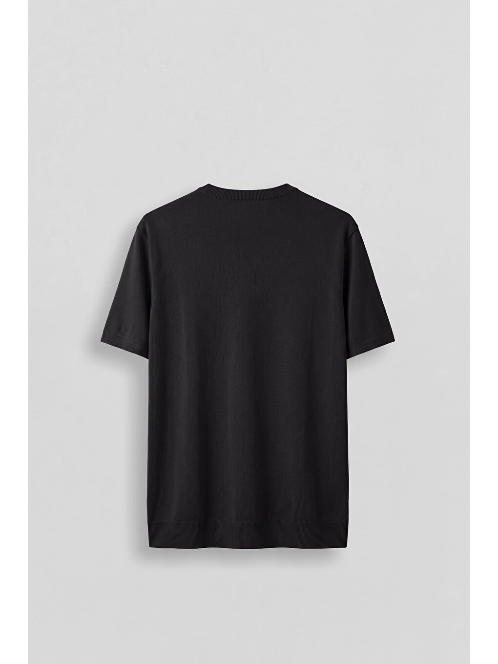 Erkek Slim Fit Triko Bisiklet Yaka Basic T-Shirt Siyah-1
