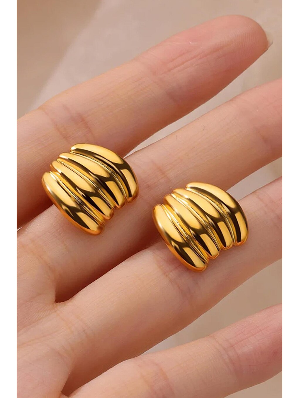 Sarı Harmony Gold Çelik Kadın Küpe-1
