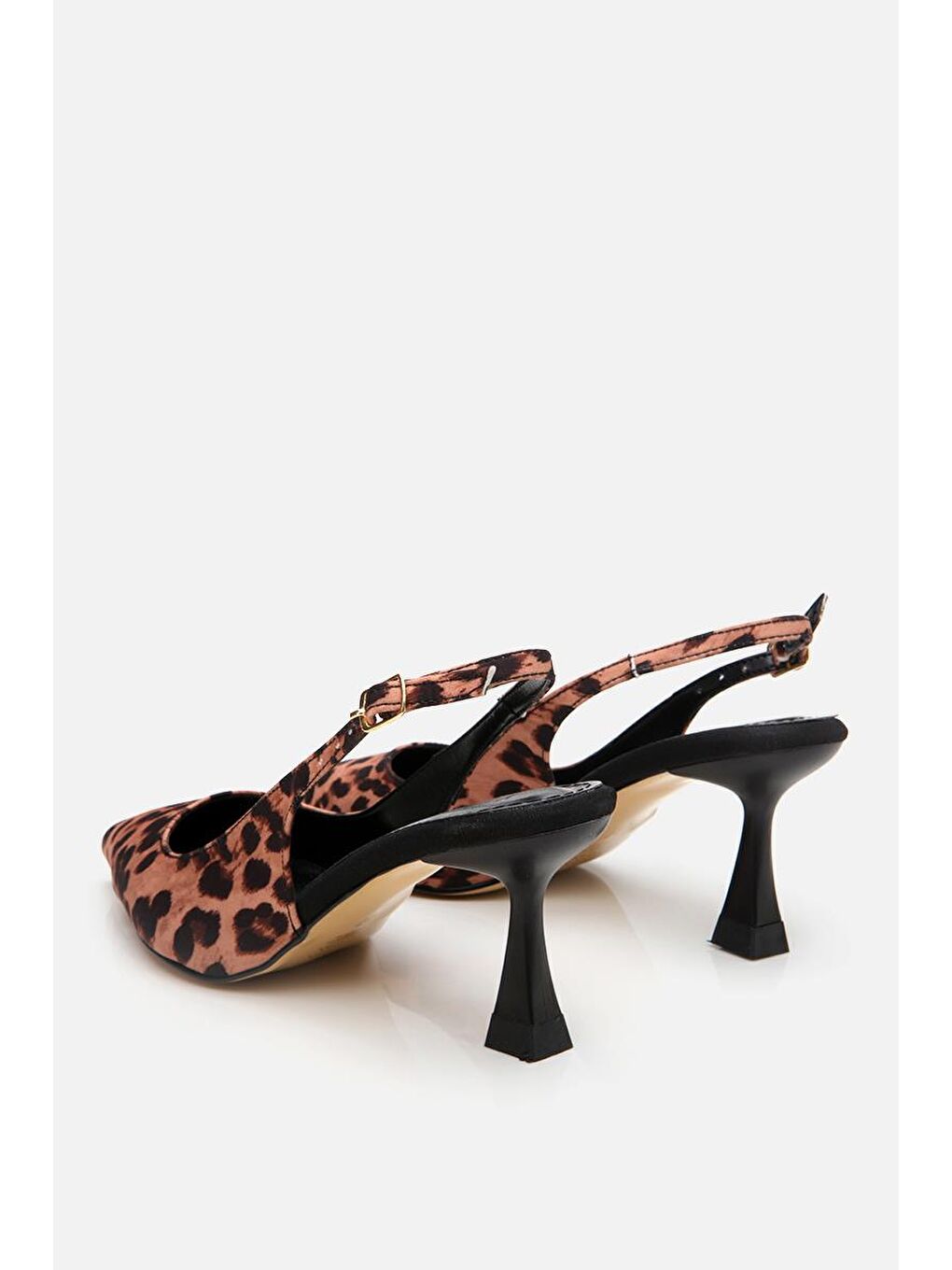Kahverengi Kadın Taba Leopar Desenli Ayarlanabilir Tokalı Stiletto-7