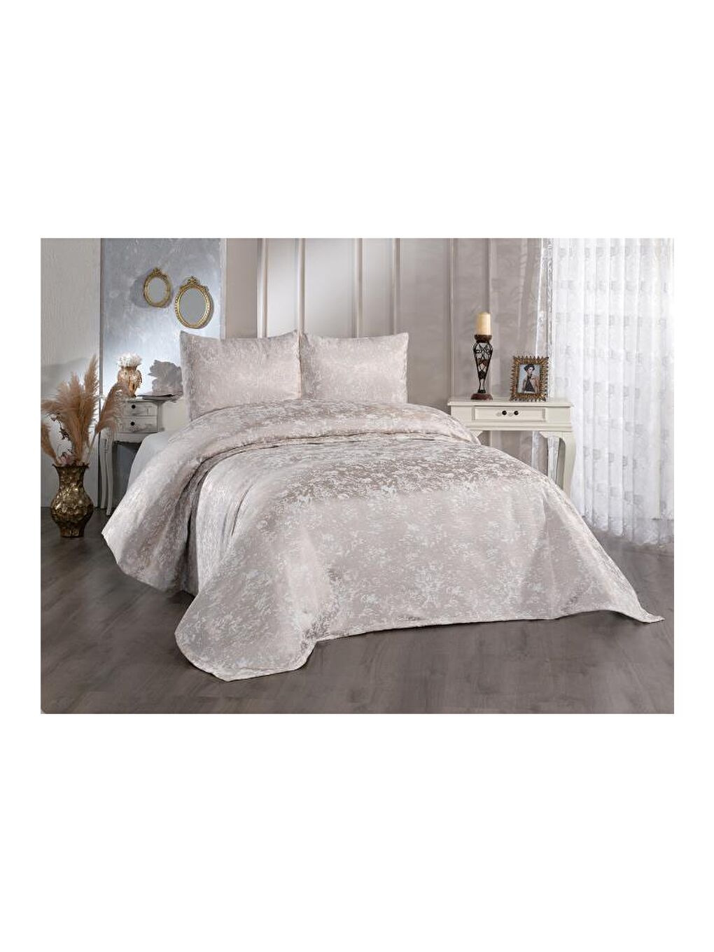 Karışık Slayka Tek Kişilik Yatak Örtüsü Cappucino-1