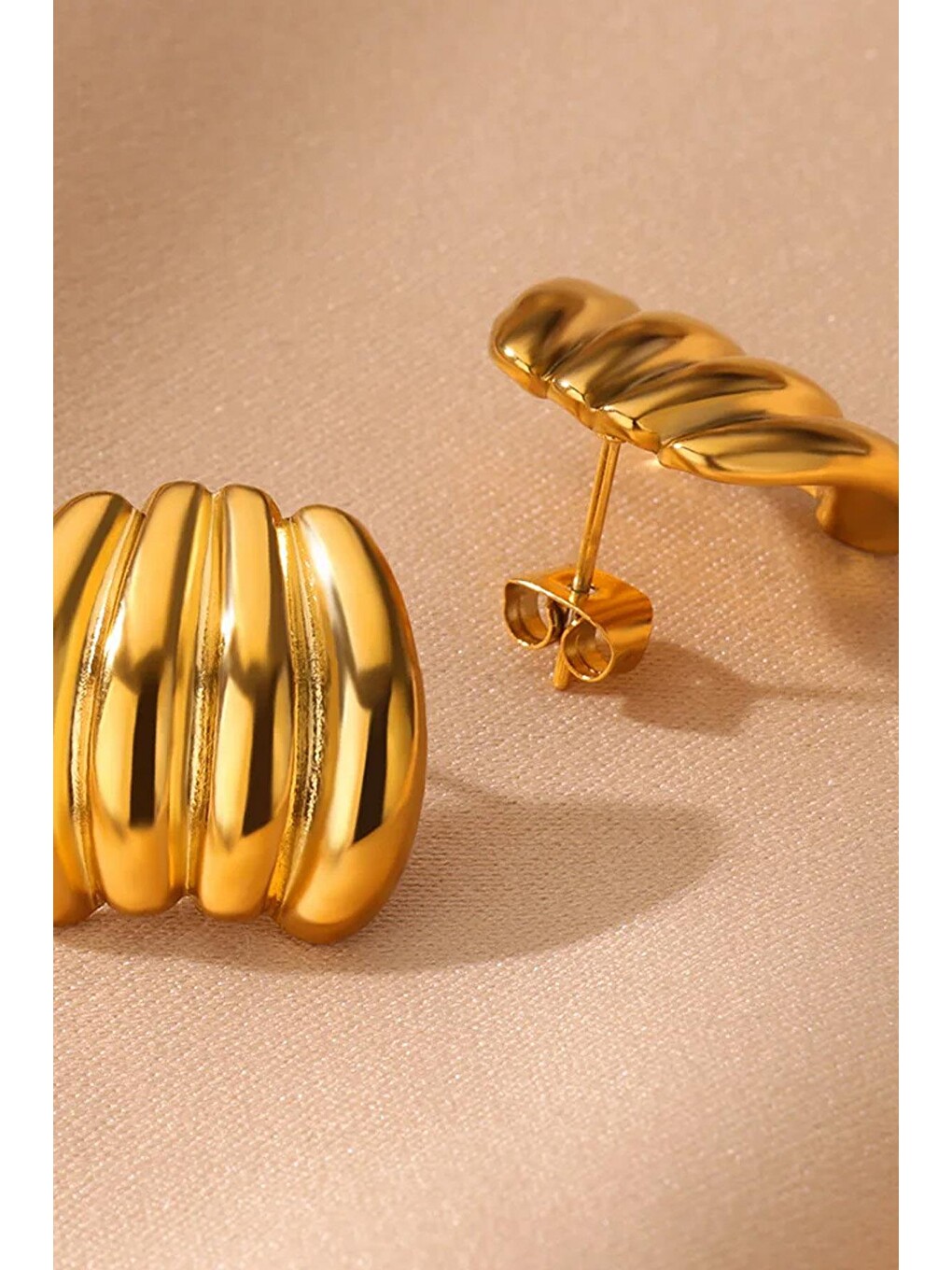 Sarı Harmony Gold Çelik Kadın Küpe-6