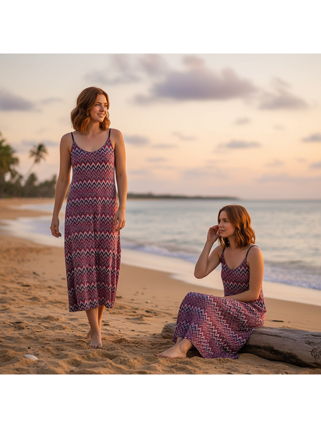 Karışık Kadın Plaj Giyim Bordo Desenli Elbise Bb2403-2