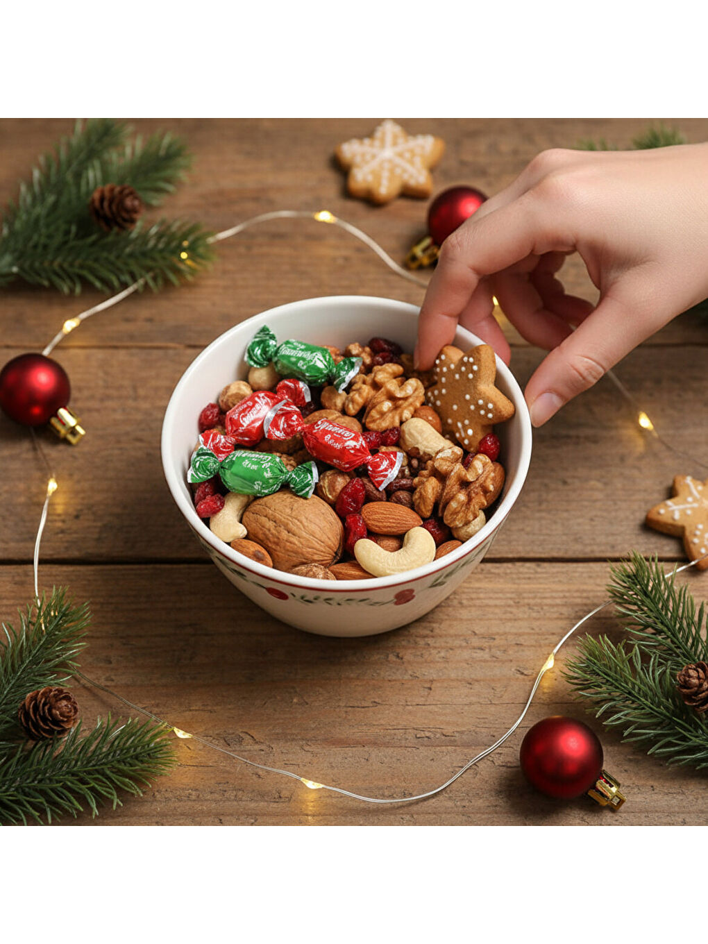 Ekru Paris 2li kırmızı meyveli kase 14 cm 6829-1