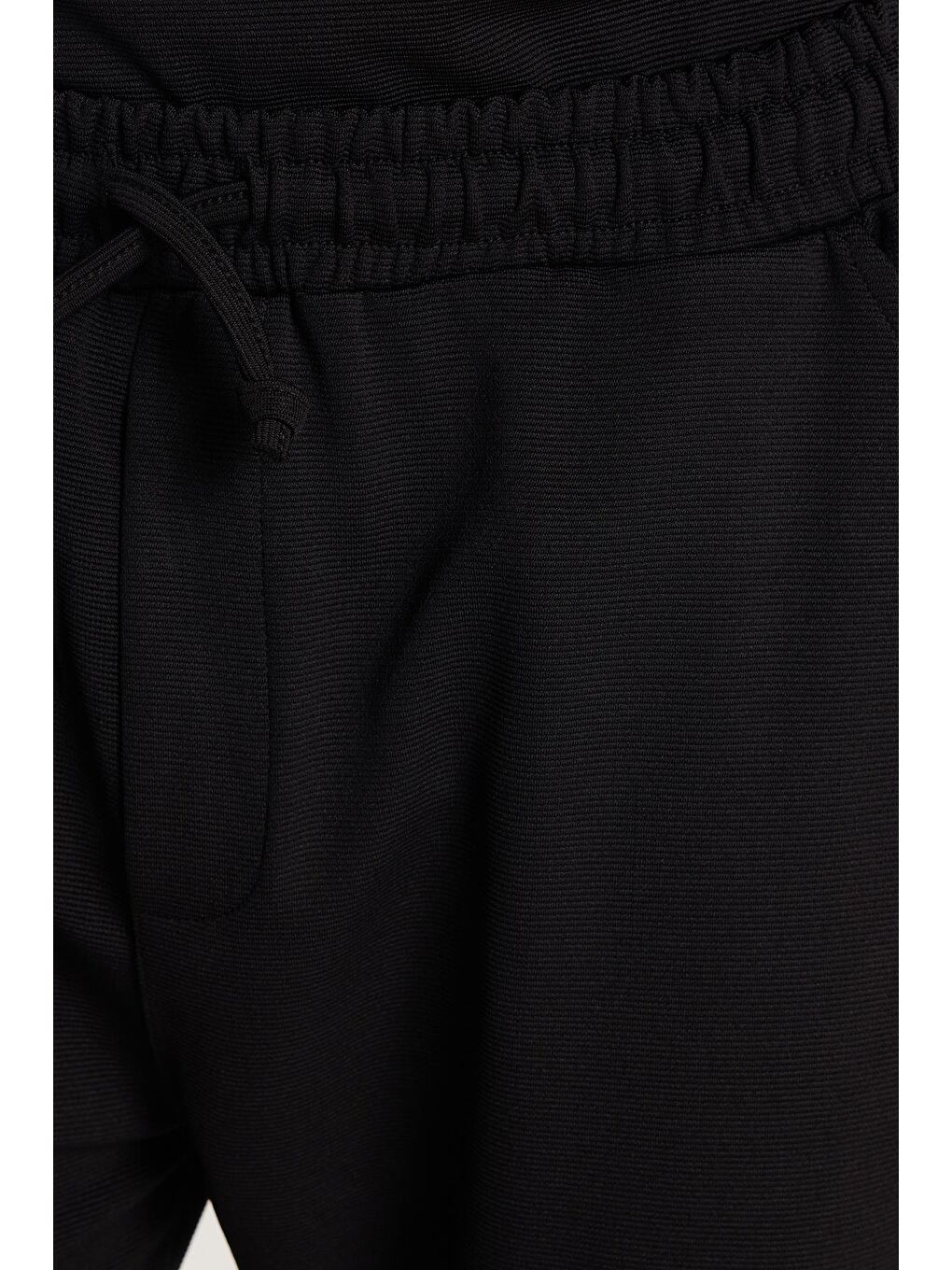 Erkek Standart Fit Pamuklu Jakarlı Fermuarlı Polo Yaka Beli Bağcıklı Siyah Eşofman Takımı-3