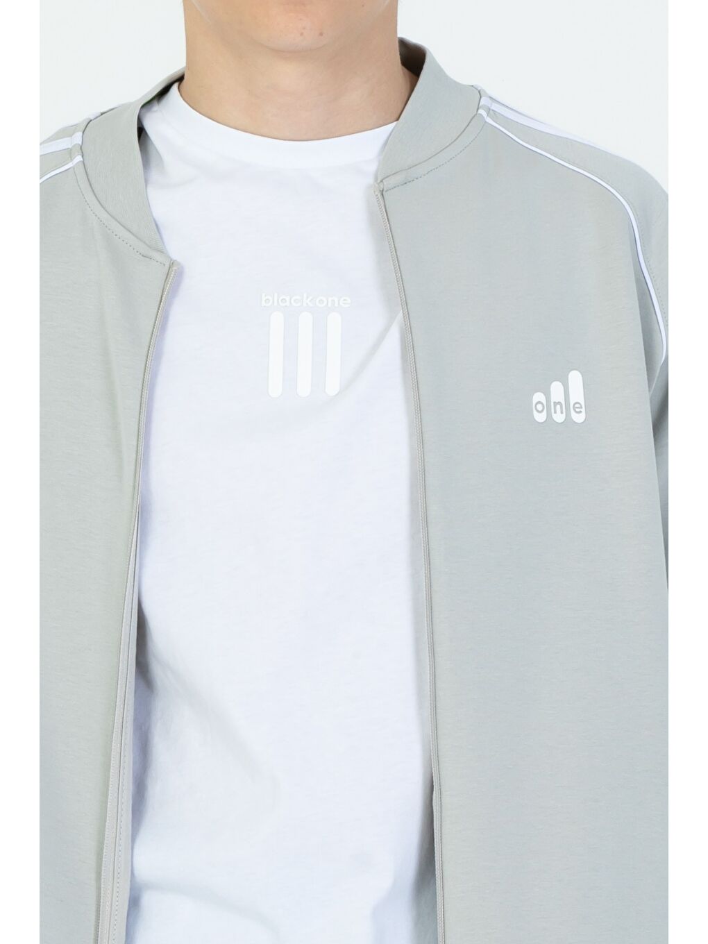 Gri Kol Şerit Detaylı Fermuarlı Çift Cepli 3'lü Eşofman Takım-2