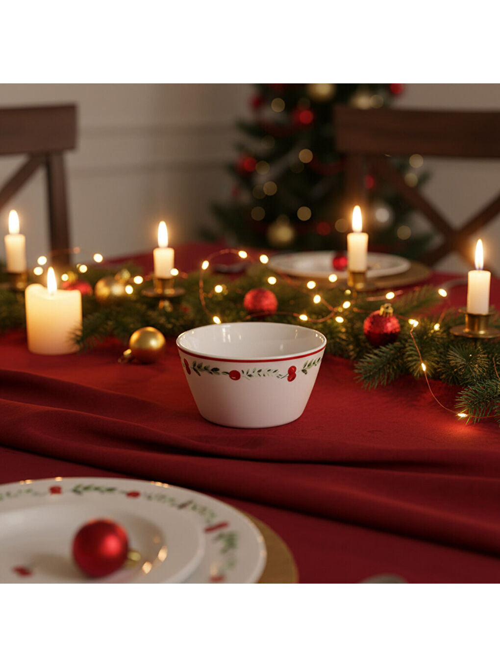 Ekru Paris 2li kırmızı meyveli kase 11 cm 6829-1