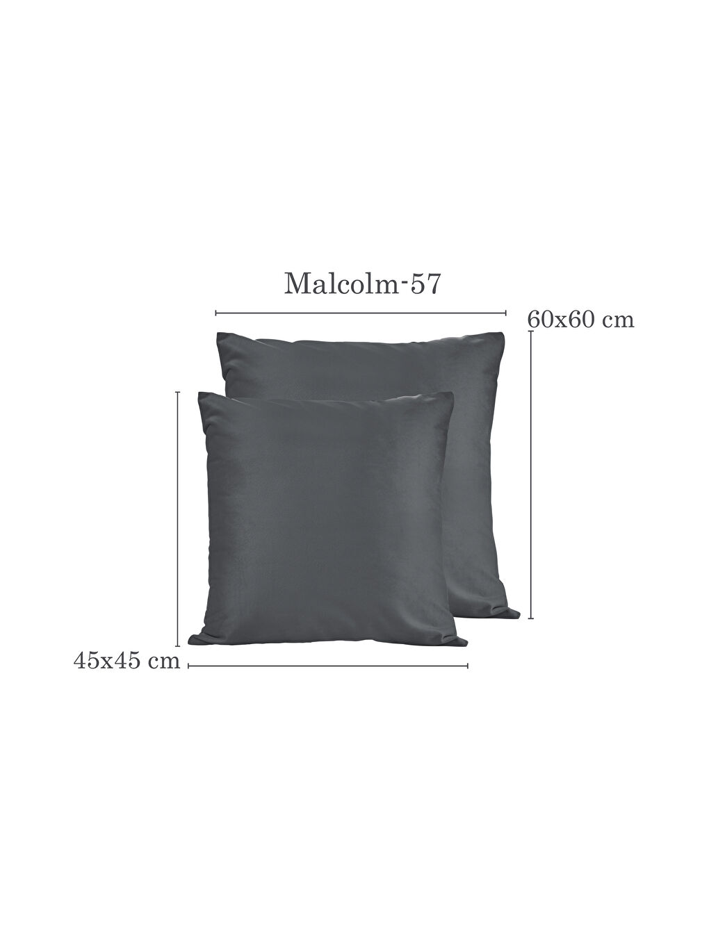 Malcolm Kadife Dokulu Koyu Gri Kırlent Kılıfı-45x45-1