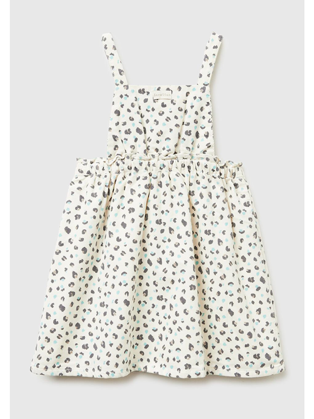 Ekru Kız Çocuk Krem Mix Tamamı Desenli Ayarlanabilir Askılı Kadife Tulum Elbise-1