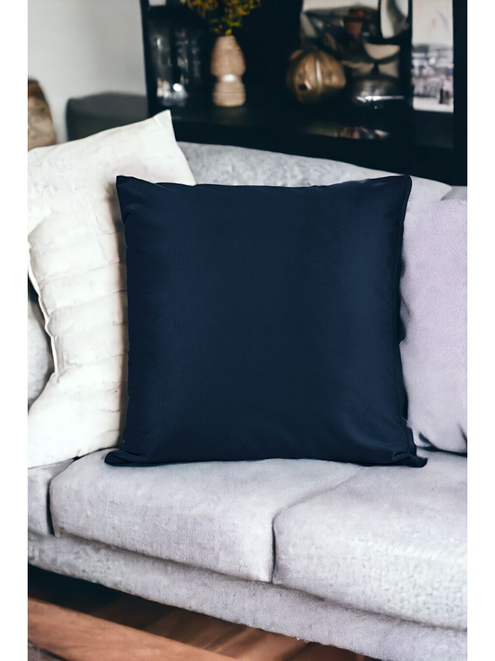 Malcolm Kadife Dokulu Lacivert Kırlent Kılıfı-45x45