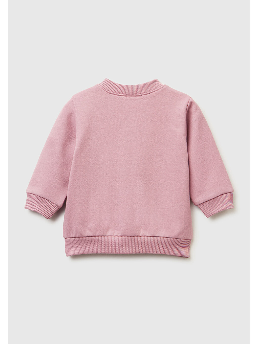 Pembe Bebek Gül Kurusu Önü Logo Baskılı Düğmeli Bomber Yaka Şardonlu Sweatshirt Hırka-1