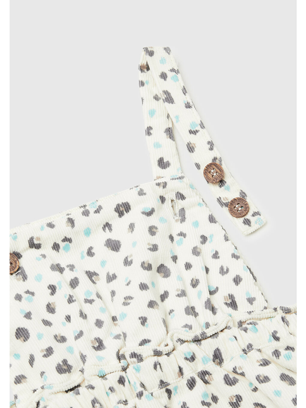 Ekru Kız Çocuk Krem Mix Tamamı Desenli Ayarlanabilir Askılı Kadife Tulum Elbise-2