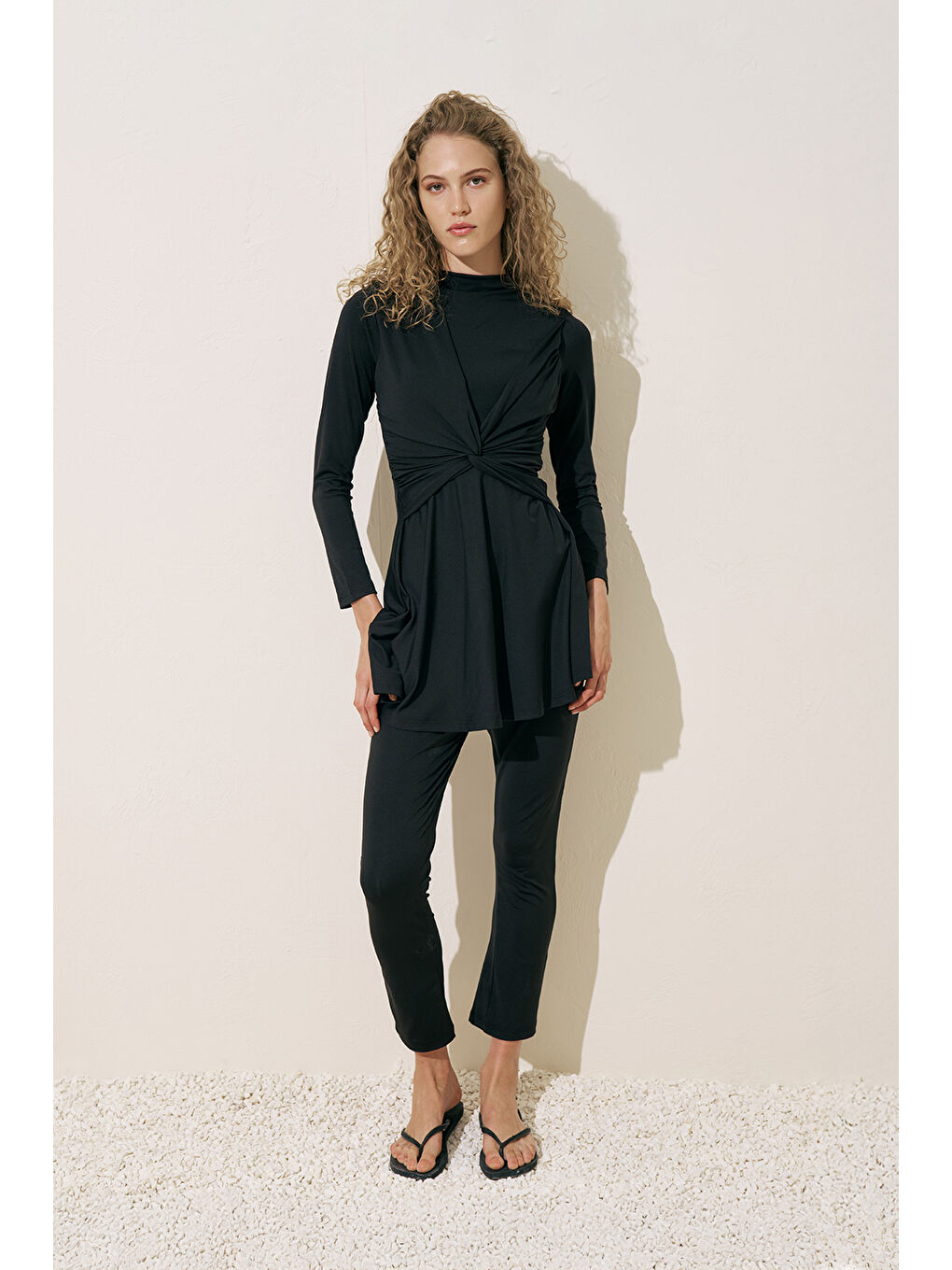 Düğüm Detaylı Tesettür Mayo Siyah