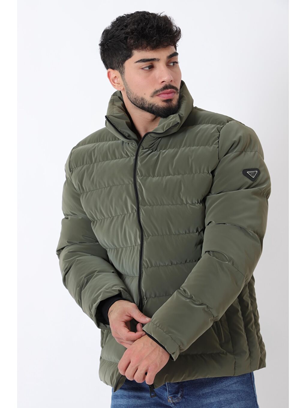 Haki Cep Detay Dik Yaka Armalı Nova Kışlık Mont PLDP 3012_50463-1