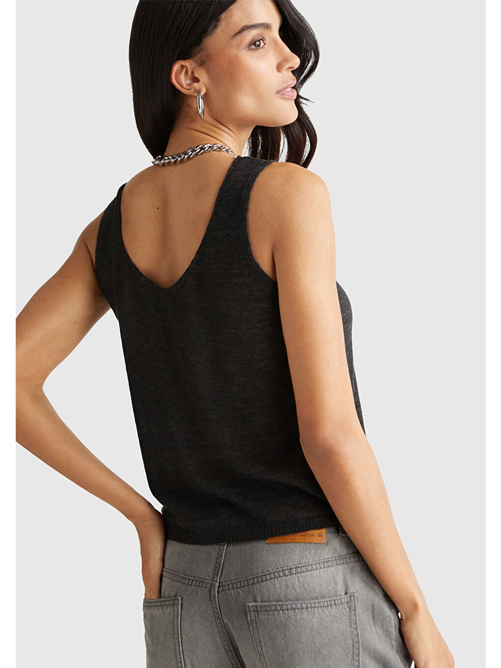 Kadın Siyah Alpaka ve Yün Karışımlı Triko Atlet-2