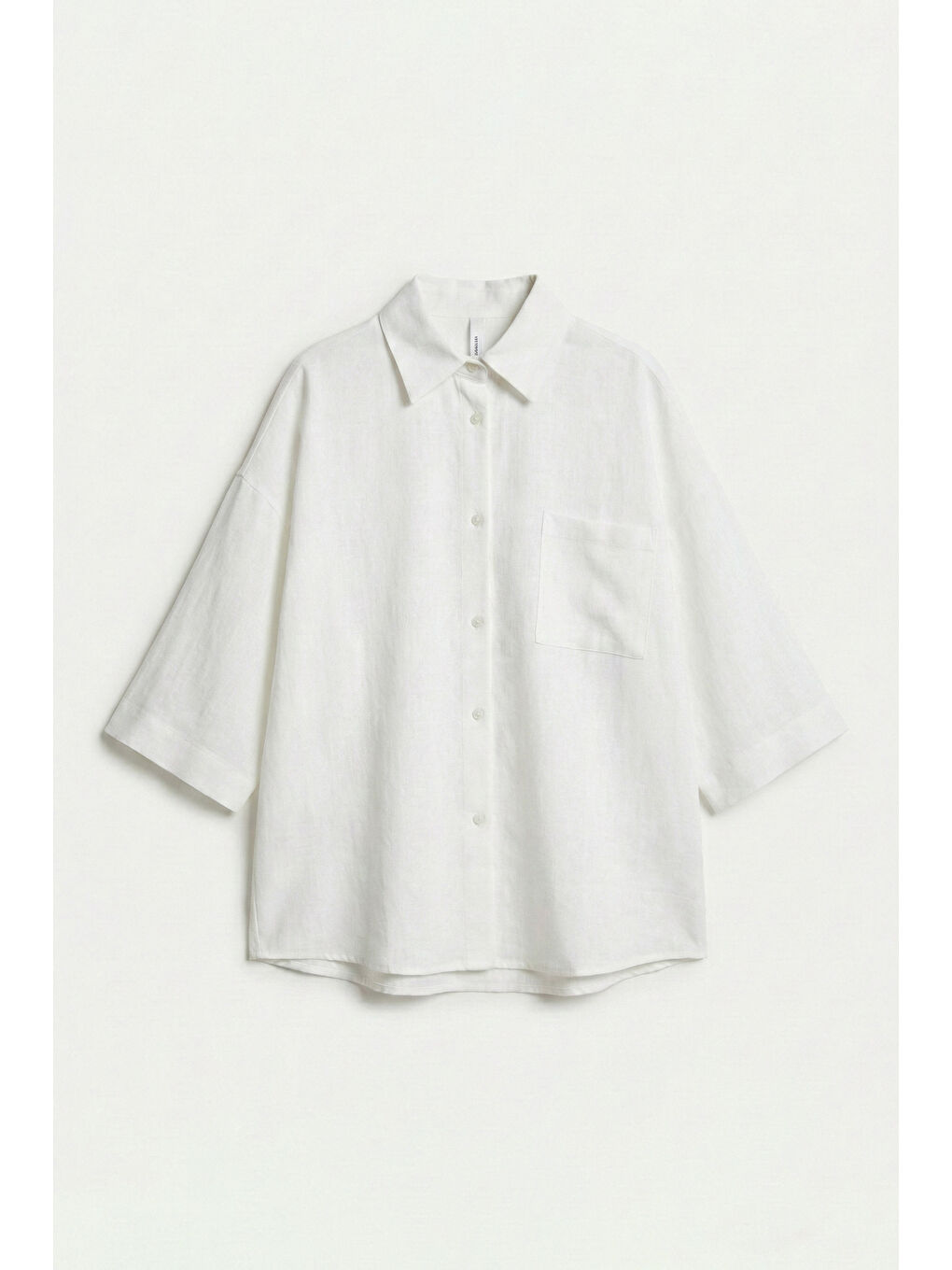 Kadın Beyaz Renk s6-2 %100 Pamuk Oversize Gömlek-4