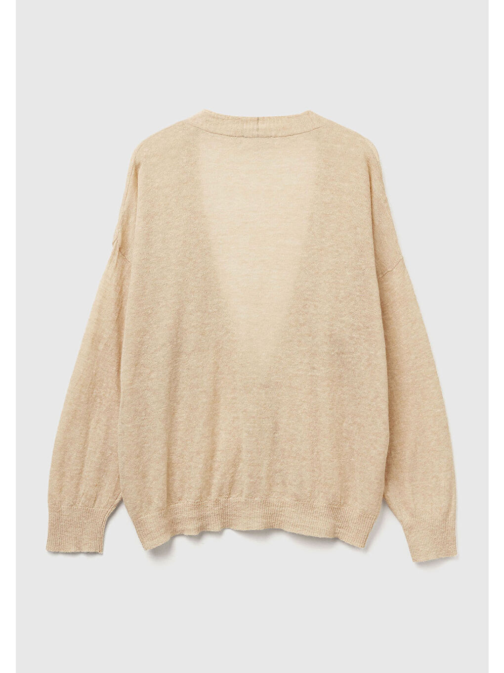 Kadın Ekru Alpaka ve Yün Karışımlı Ribana Detaylı Düğmeli Hırka-1