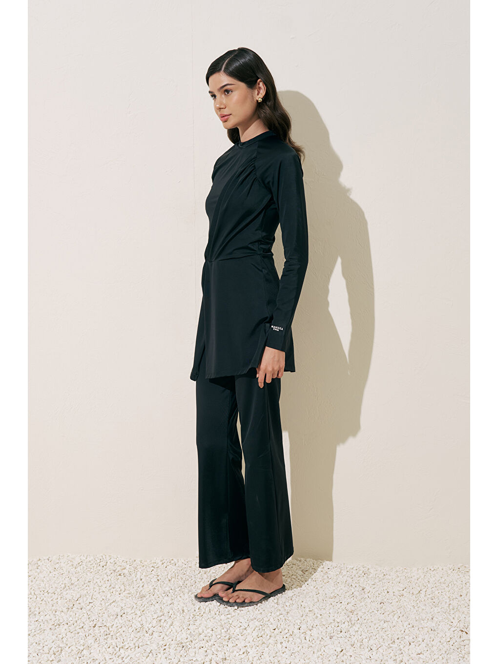 Düğüm Detaylı Tulum Mayo Siyah-1