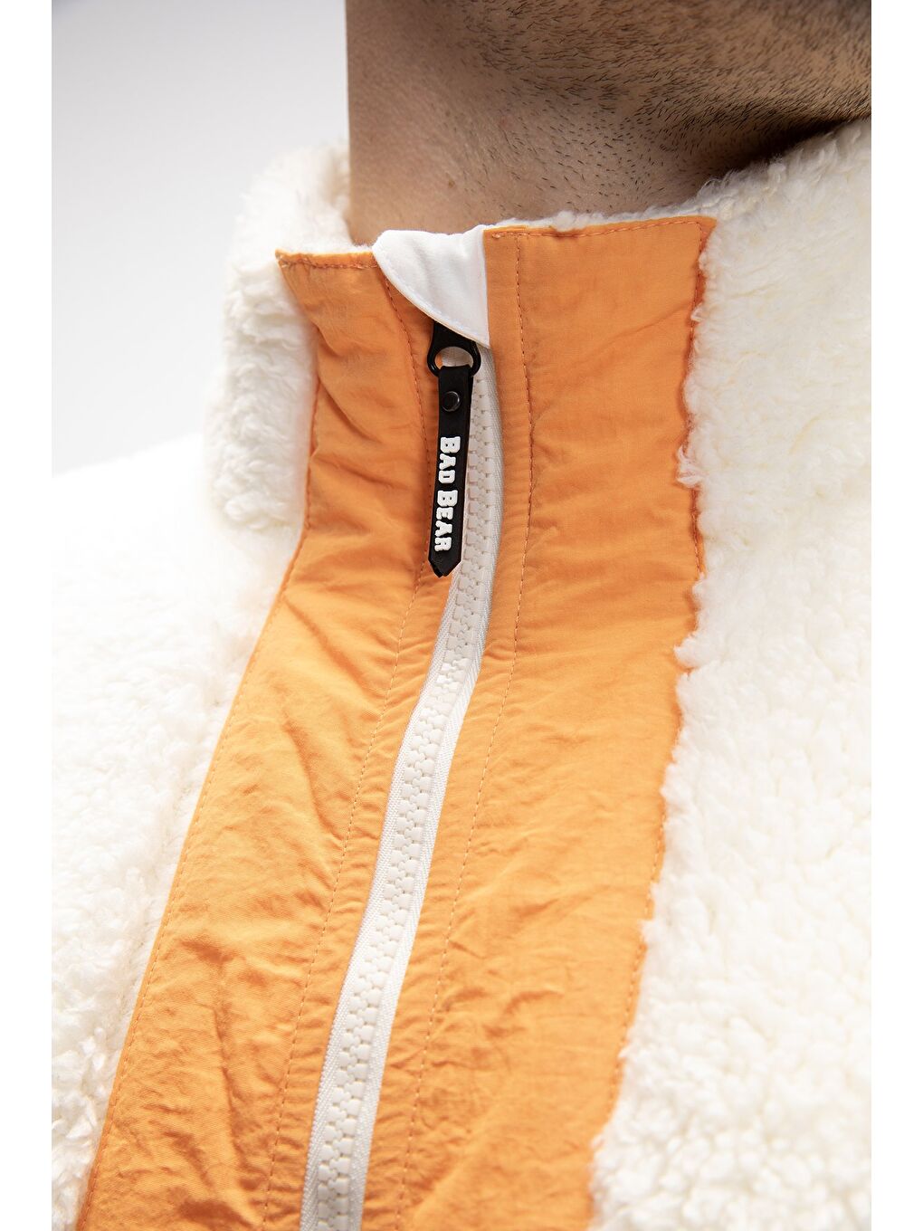 Beyaz Bomb Marshmallow Yarım Fermuarlı Erkek Polar-6