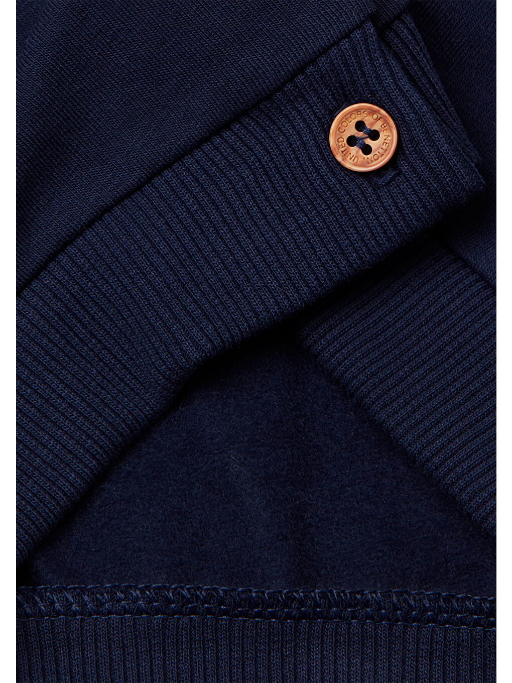 Bebek Lacivert Önü Logo Baskılı Düğmeli Bomber Yaka Şardonlu Sweatshirt Hırka-2