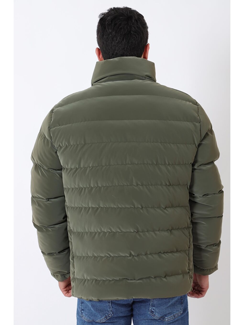 Haki Cep Detay Dik Yaka Armalı Nova Kışlık Mont PLDP 3012_50463-4