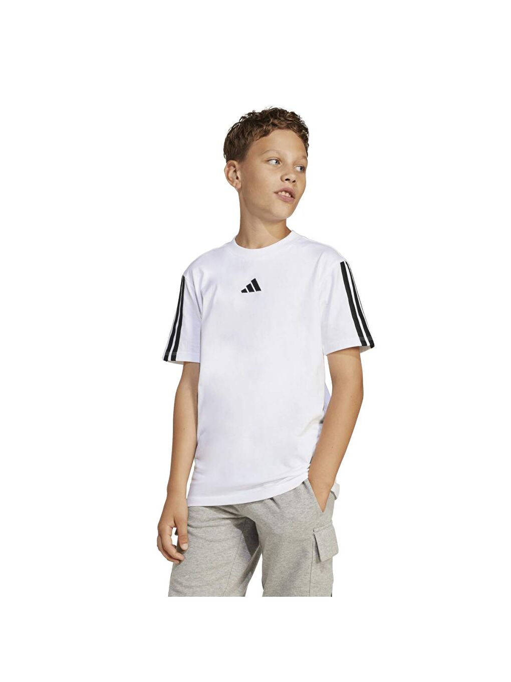 3 Stripes Çocuk Beyaz Yuvarlak Yaka Tişört