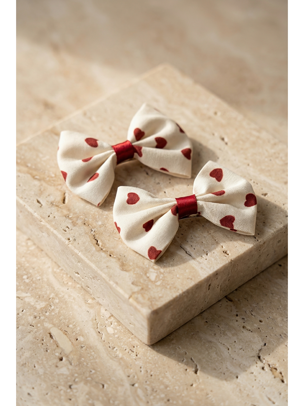 Kalp Desenli 3'Lü Toka Ekru-2