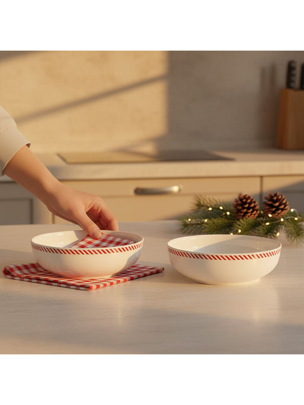 Ekru Ece 2li Red Glow 18 cm Kase 6830-4