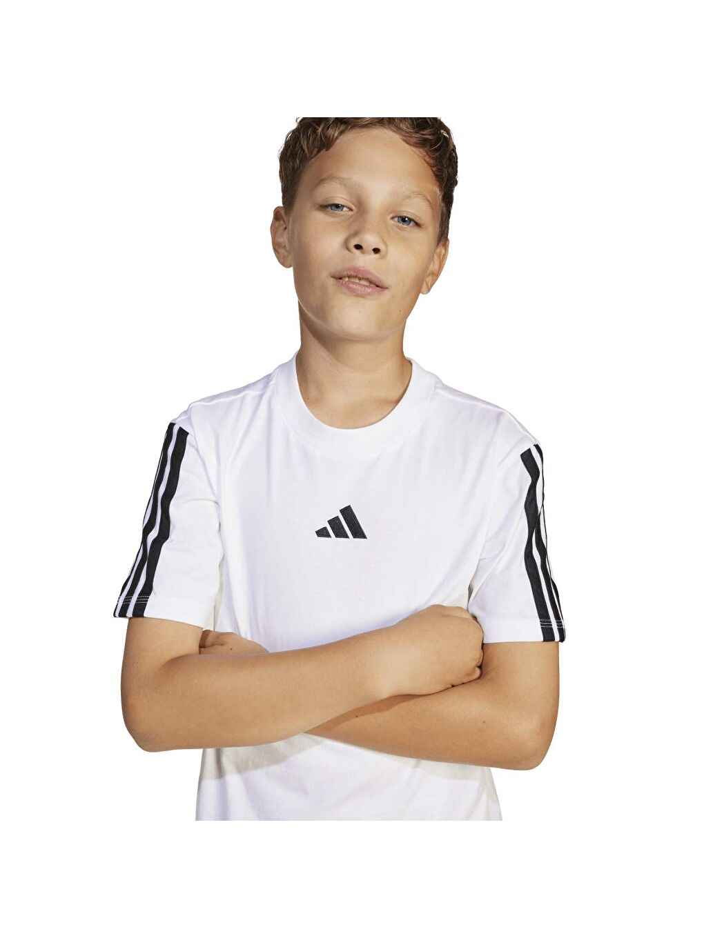 3 Stripes Çocuk Beyaz Yuvarlak Yaka Tişört-3