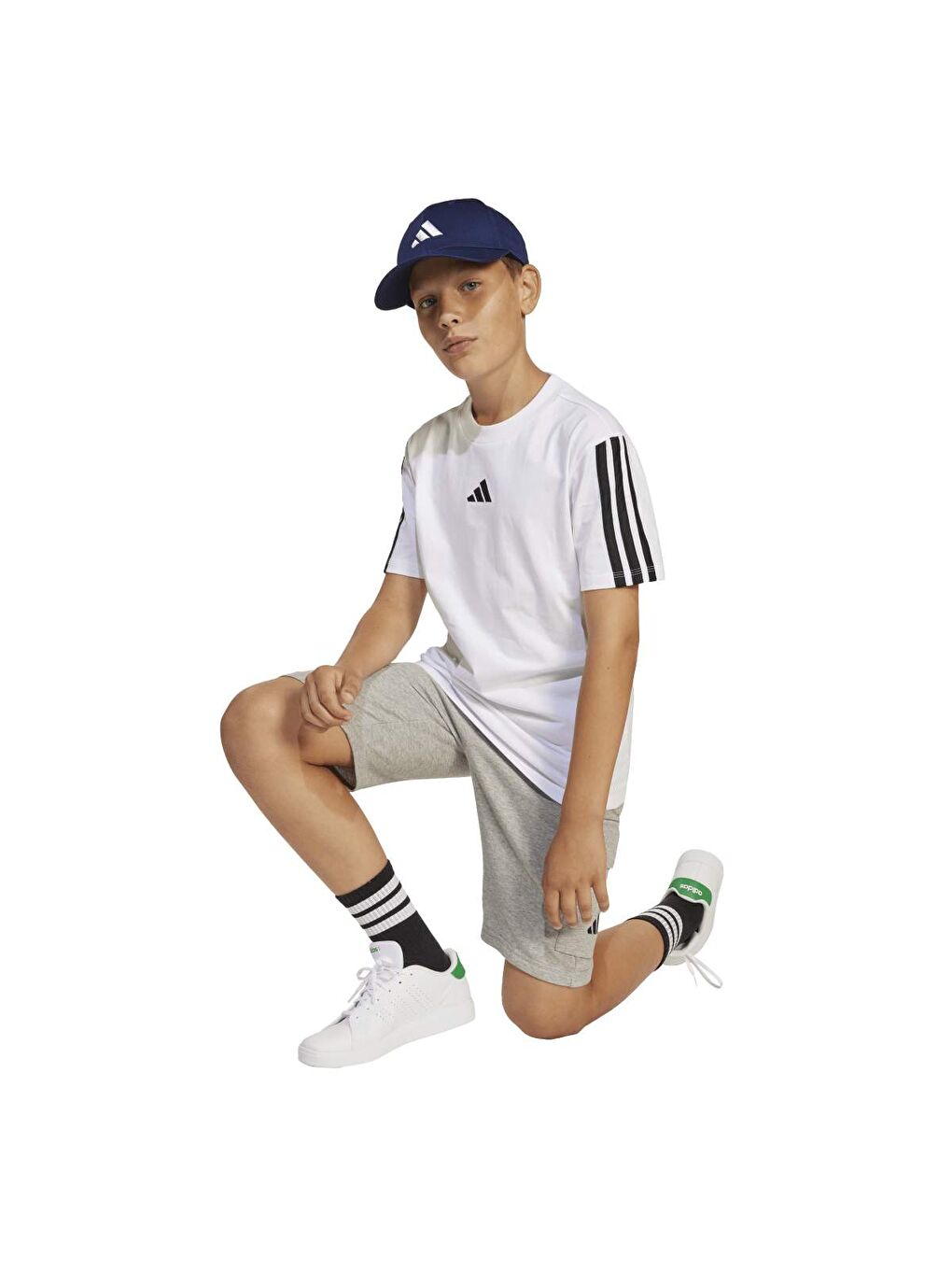 3 Stripes Çocuk Beyaz Yuvarlak Yaka Tişört-4