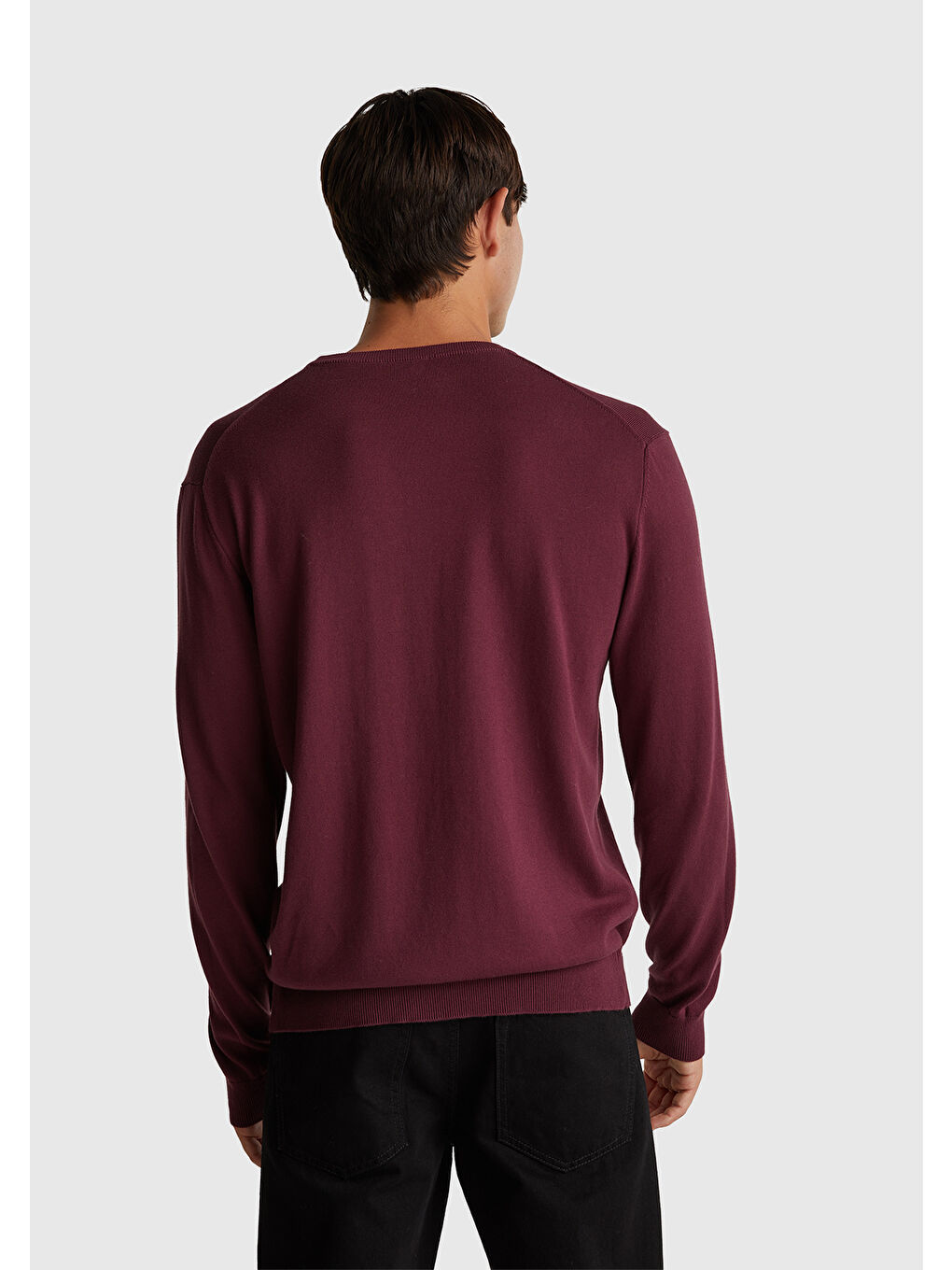 Erkek Mürdüm %100 Pamuk Bisiklet YakaKazak-2