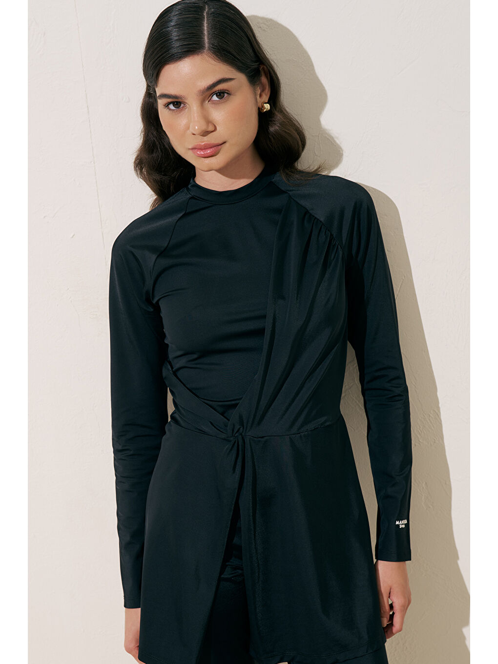 Düğüm Detaylı Tulum Mayo Siyah-3