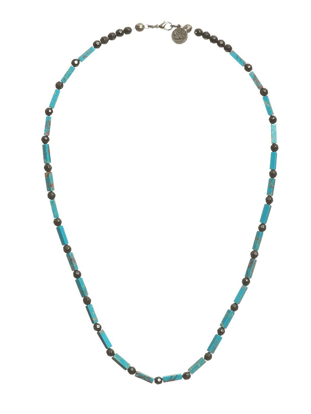 Mavi Erkek Havlit Doğaltaş & Fasetli Hematit El Yapımı Tasarım Kolye