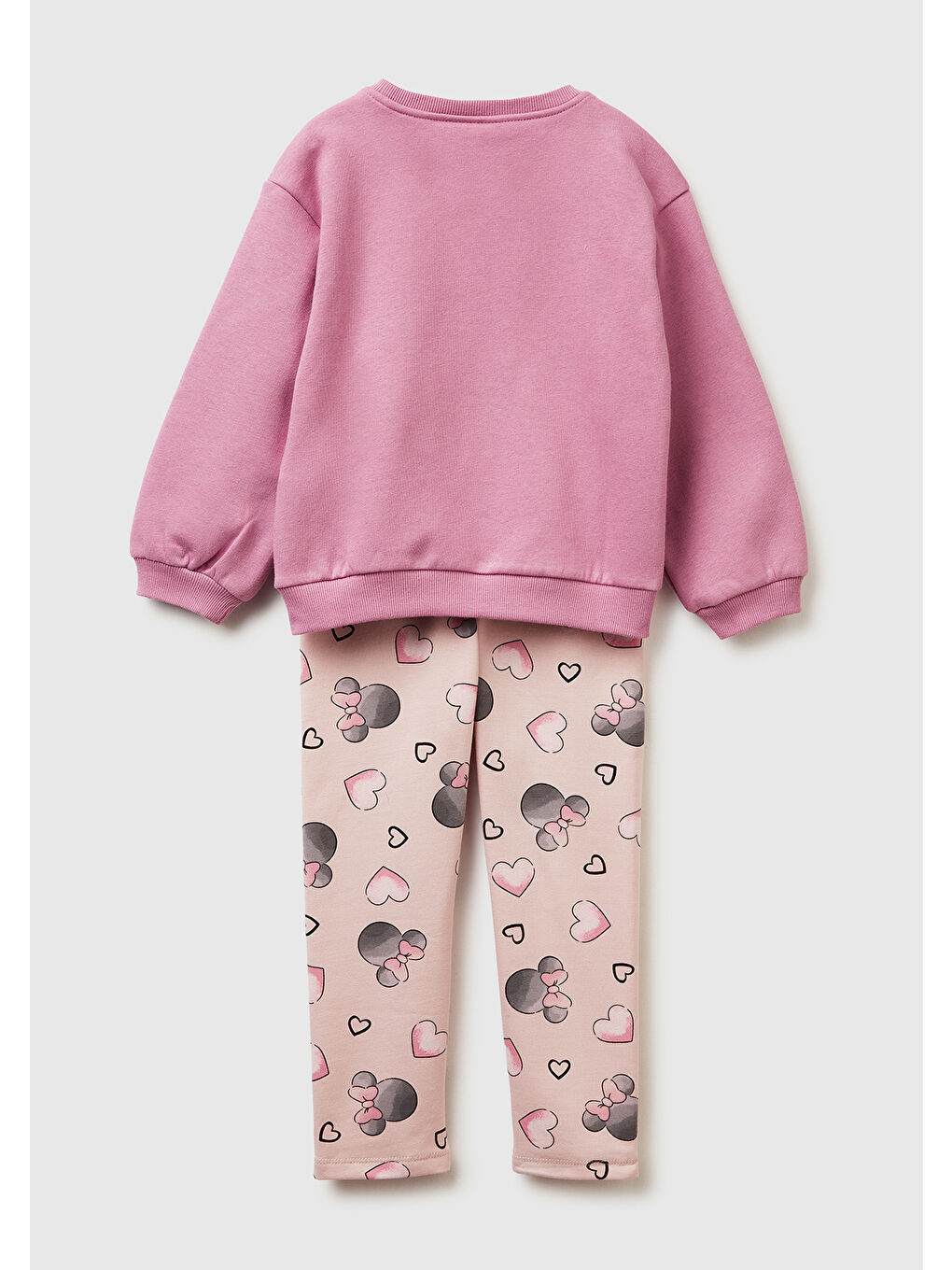 Kız Çocuk Pembe Mix Önü Baskılı Sweatshirt ve Tamamı Desenli Pantolon Takım-1