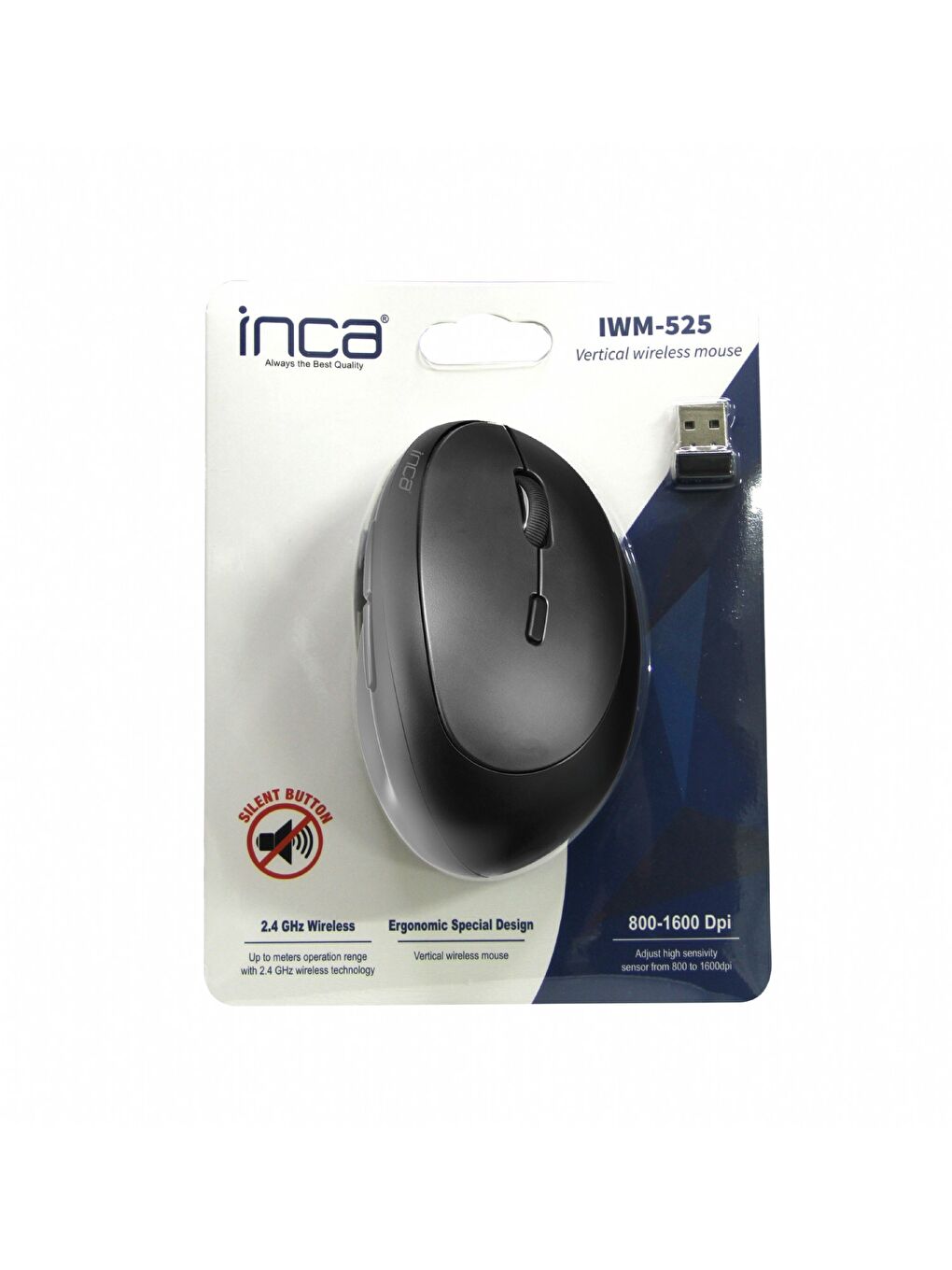 Inca Siyah IWM-525 Nano Alıcılı Kablosuz 1600DPI Siyah Sessiz Mouse - 5