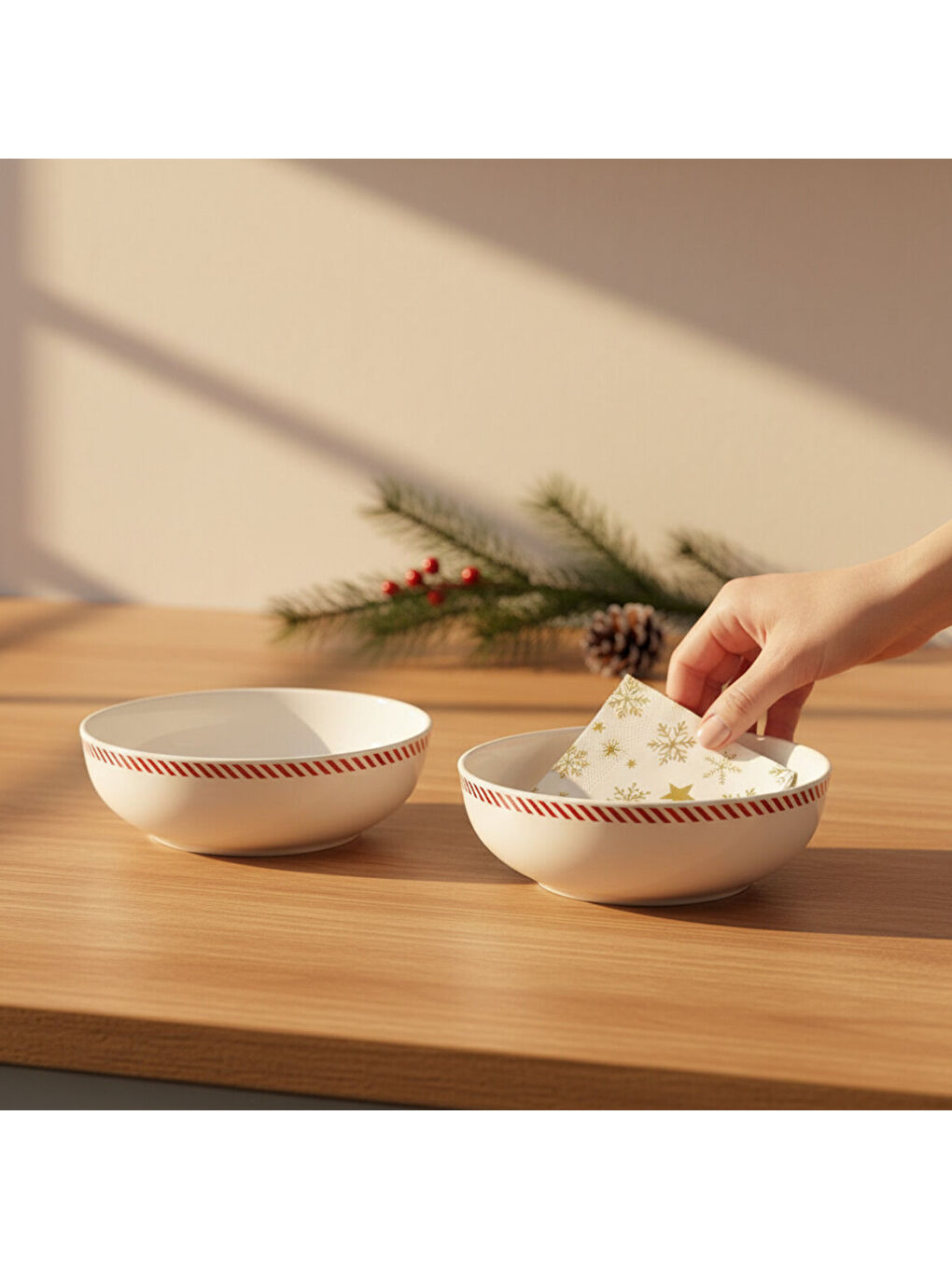 Ekru Ece 2li Red Glow 14 cm Kase 6830-1