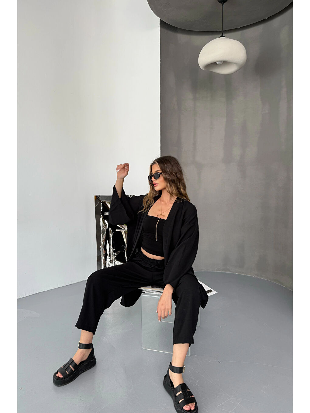 Kadın Siyah Kimono Takım-4