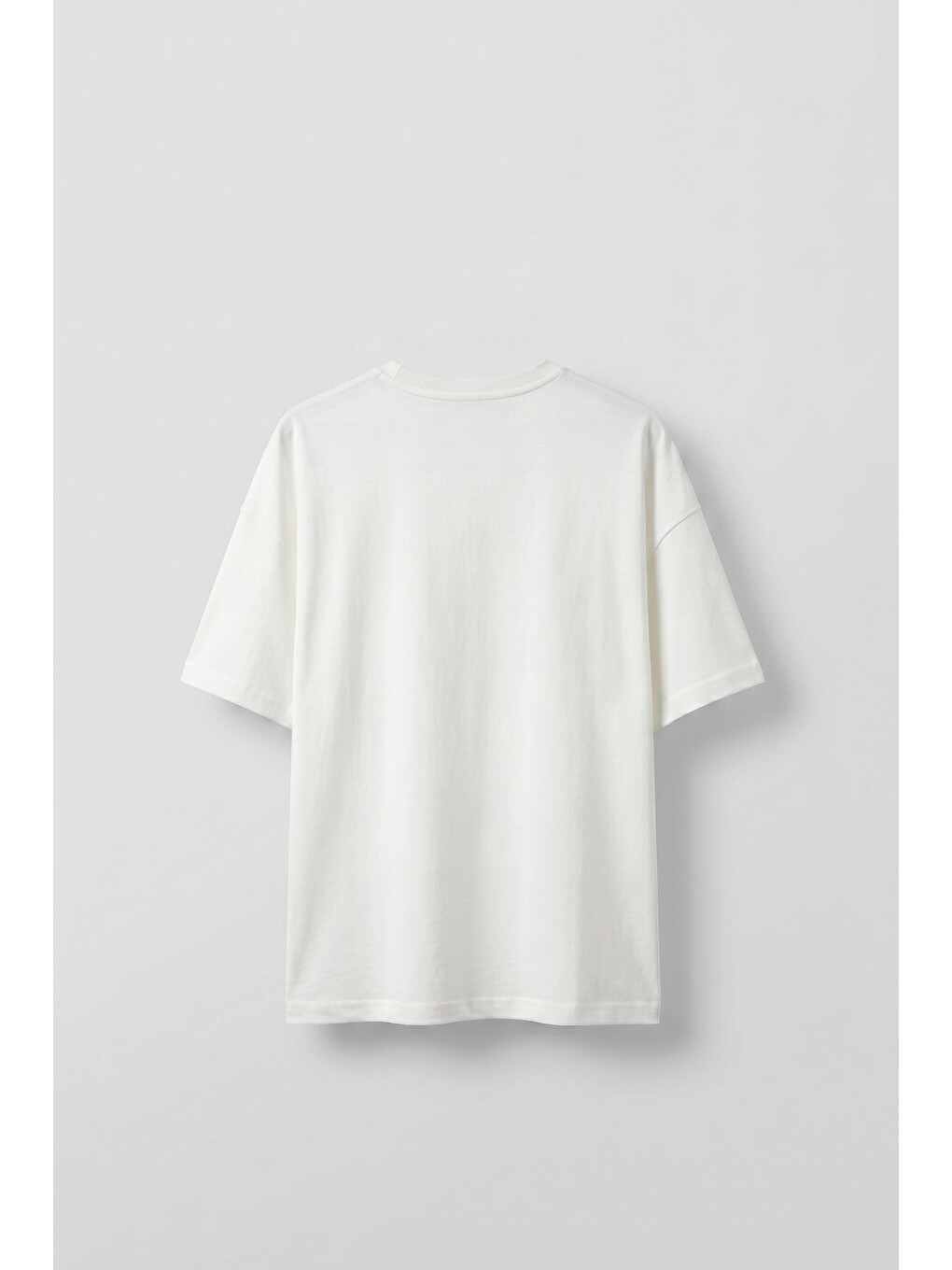 Erkek Boxy Fit %100 Pamuk Grafik Baskılı T-Shirt Ekru-1