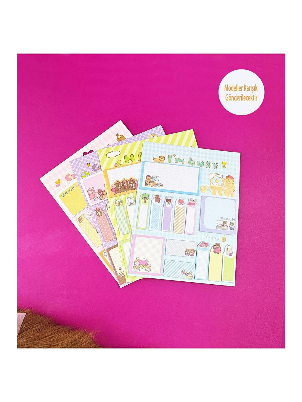 Sevimli Ayı Tasarımlı Post it Seti