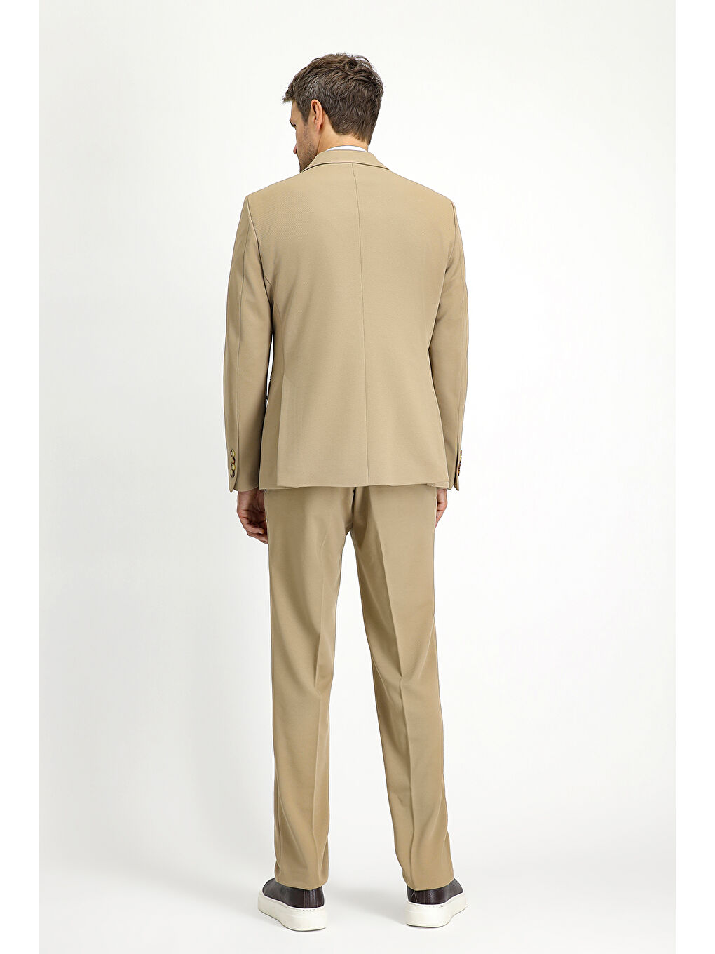 Bej Slim Fit Dar Kesim Klasik Takım Elbise-5