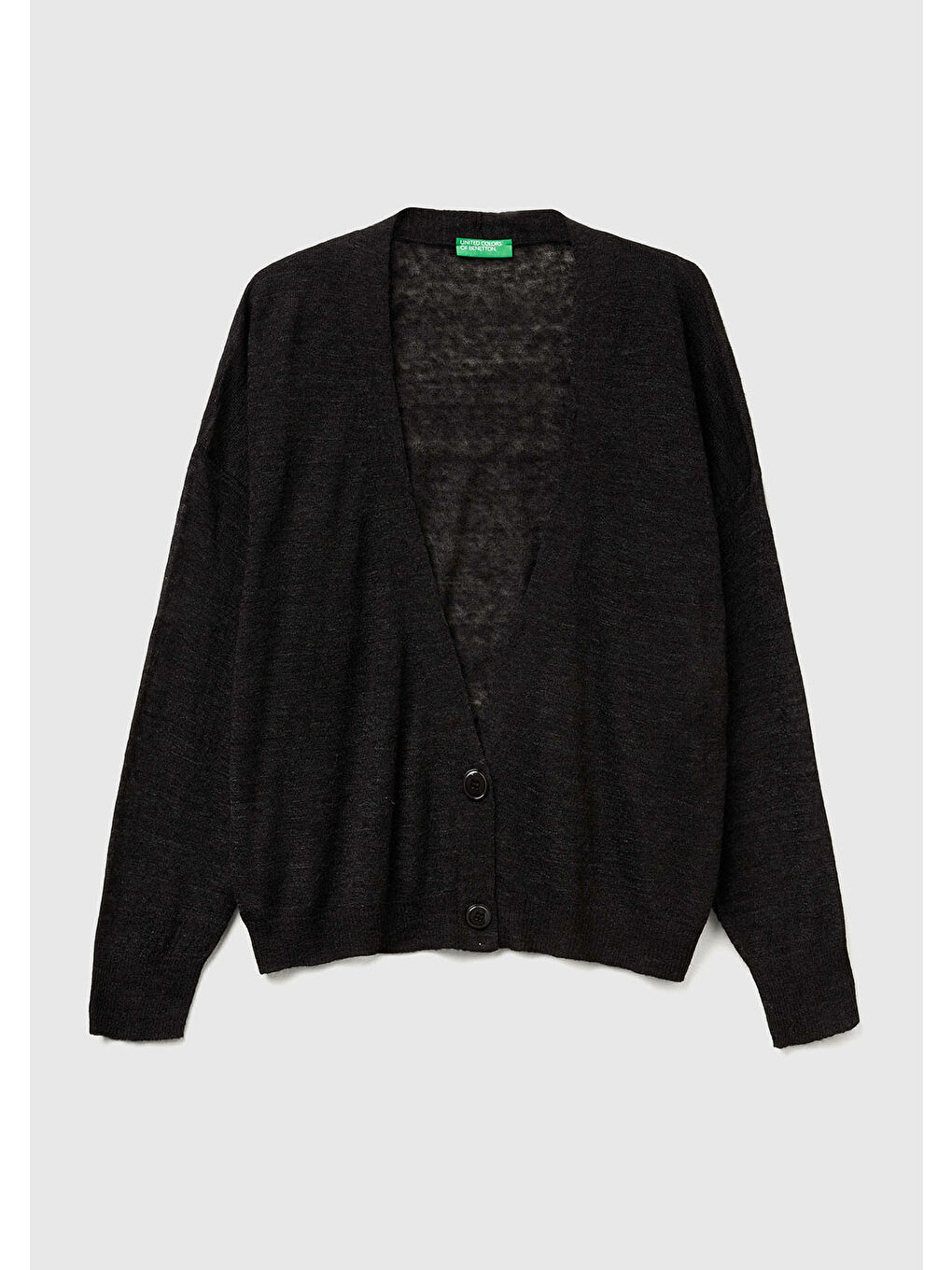 Kadın Siyah Alpaka ve Yün Karışımlı Ribana Detaylı Düğmeli Hırka-1