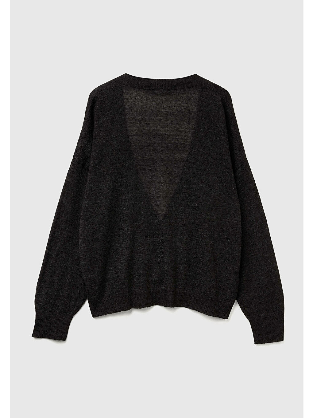 Kadın Siyah Alpaka ve Yün Karışımlı Ribana Detaylı Düğmeli Hırka-3