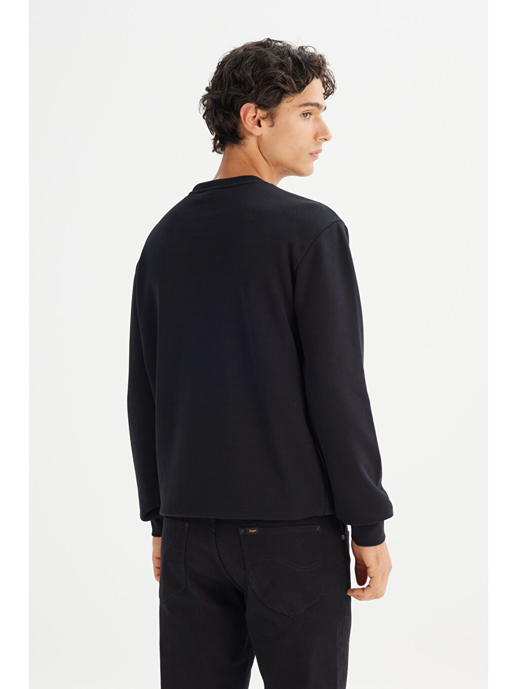 Regular Fit Normal Kesim Bisiklet Yaka Baskılı Siyah Sweatshirt-4